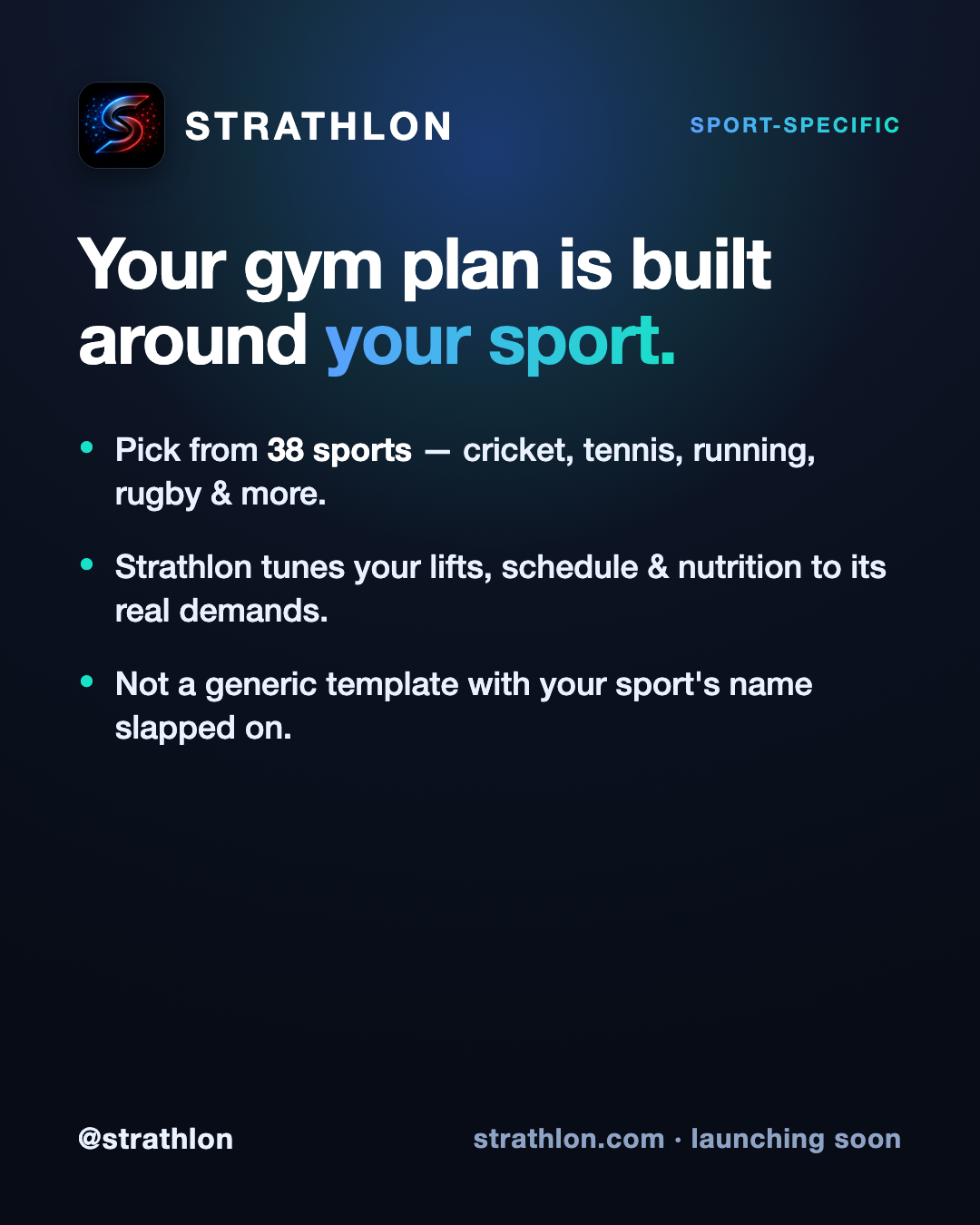 Strathlon gym plan adapted to your sport